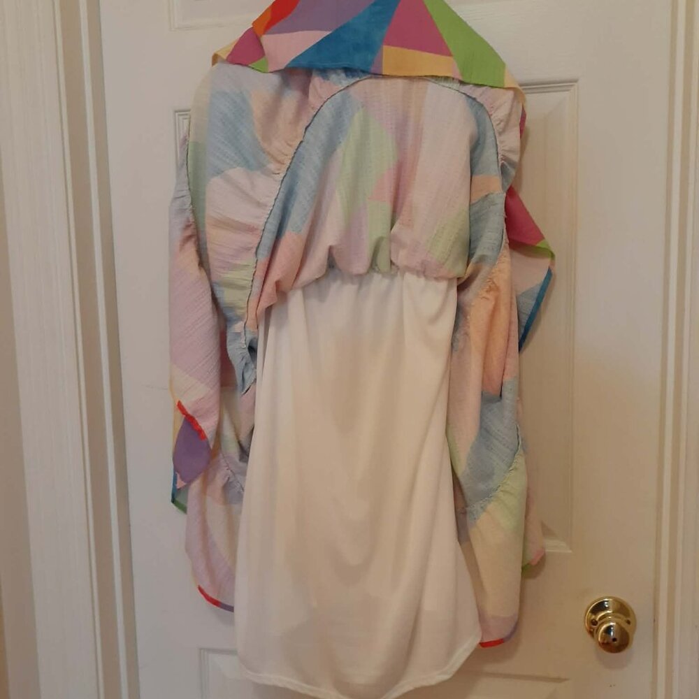PEACH LOVE Colorblock Babydoll Ruffle Sleeve Tiered Dress - Picture 11 of 11